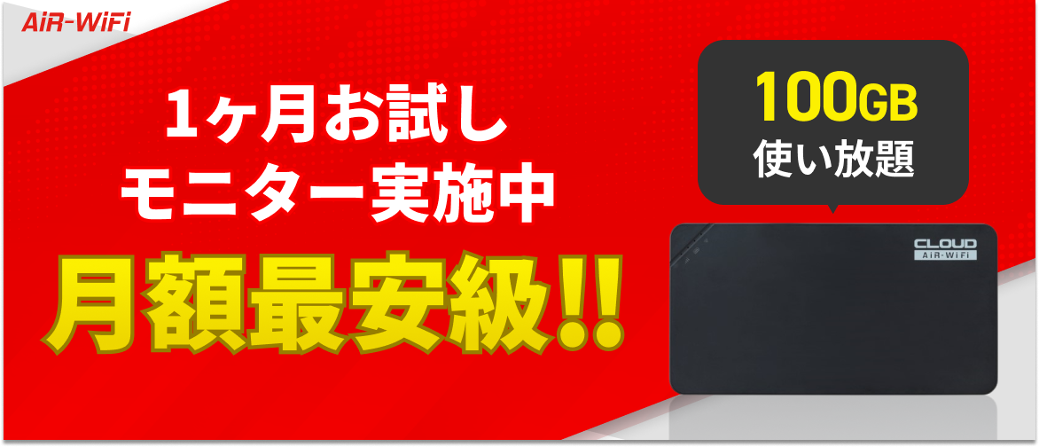1ヶ月お試しモニター実施中 月額最安級‼100GB使い放題